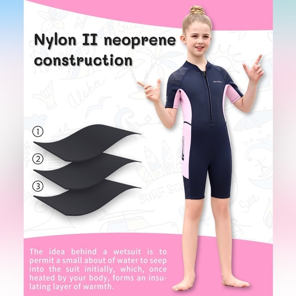 NWOT Seaskin Wet Suit for Girls Size 8 - Picture 5 of 13